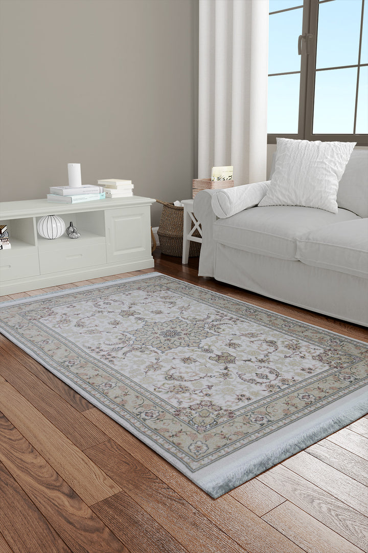 Iranian Premium Quality Authentic 1200 Rug - 3.3 x 4.9 FT - Cream - Resilient Construction for Long-Lasting Use
