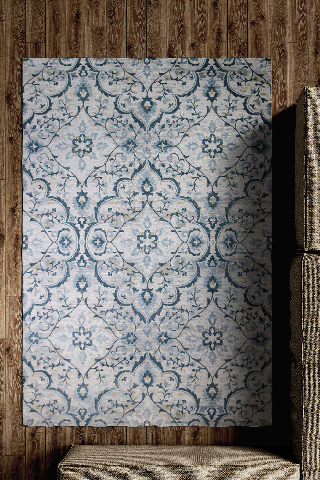 Turkish Modern  Festival Wd Rug  - 6.5 x 9.5 FT - Blue -  Luxurious Woven Masterpiece 50% Off!