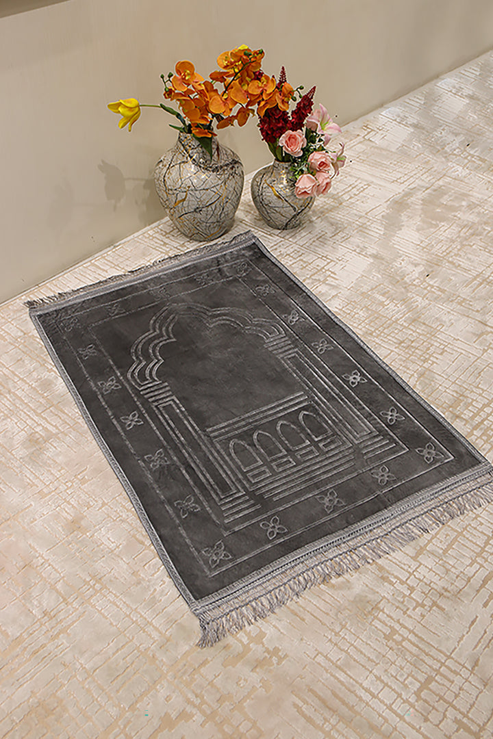 Comfort Janamaz - Premium Velvet Quilted Prayer Mat - Gray