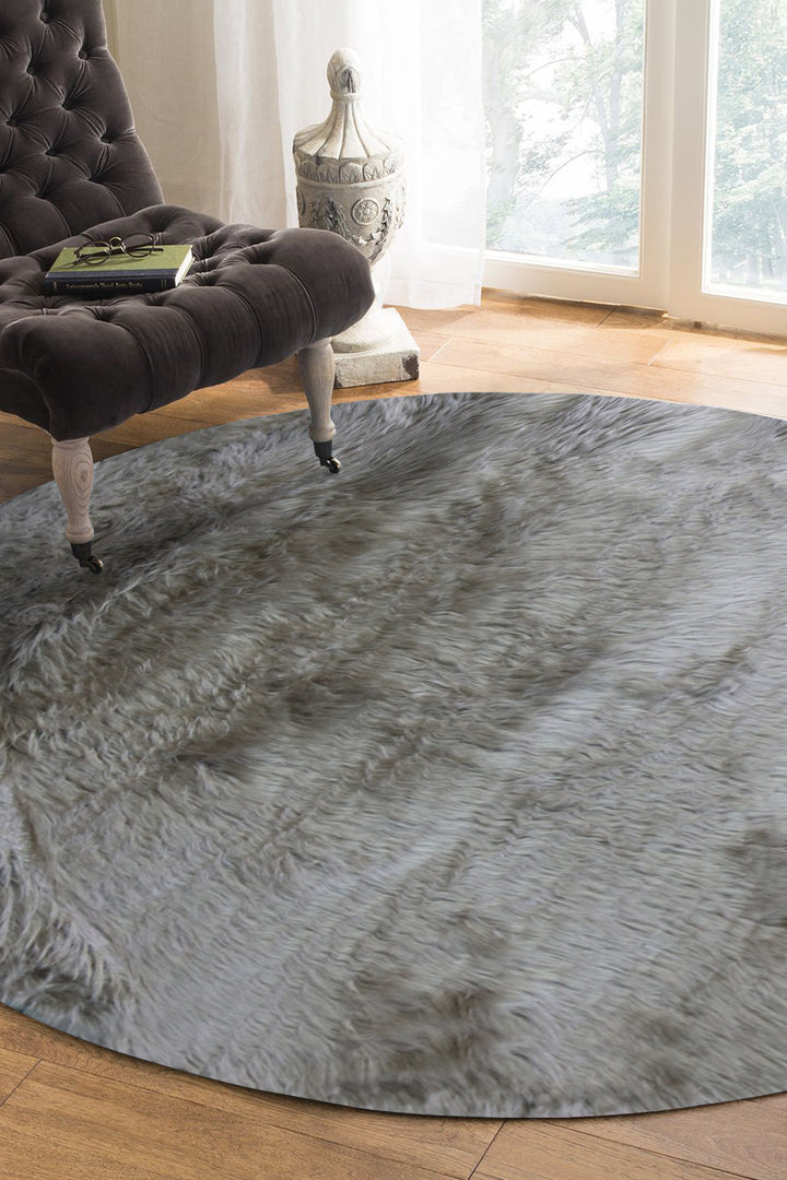 Turkish Cosmos Fur Rug - 3.9 x 3.9 Ft - Brown - Fluffy Furry Floor Decor Rugs