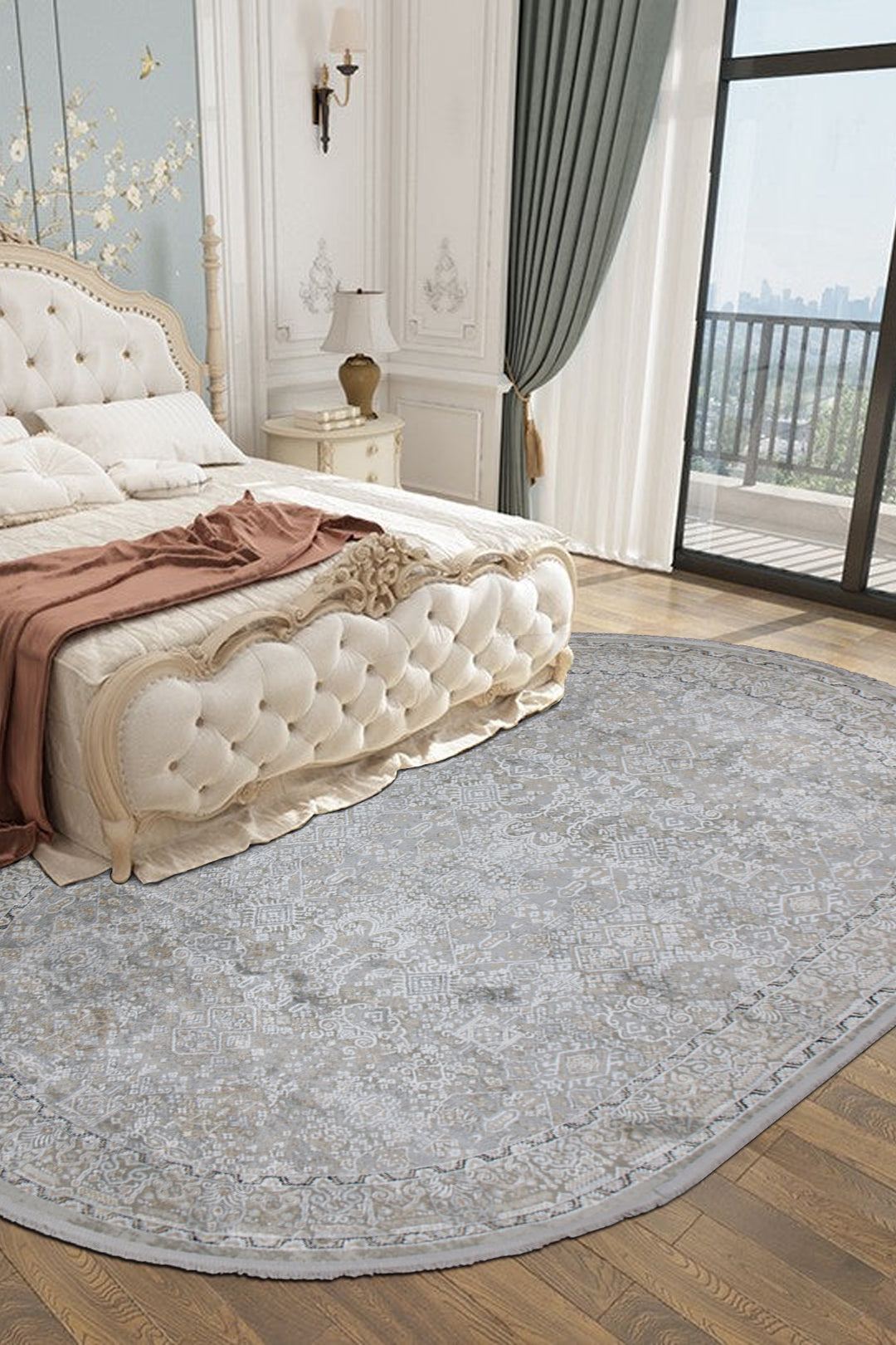 Turkish Modern Festival WD Oval Rug - 5.2 x 7.5 FT - Cream - Luxurious Woven Masterpiece 50% Off!