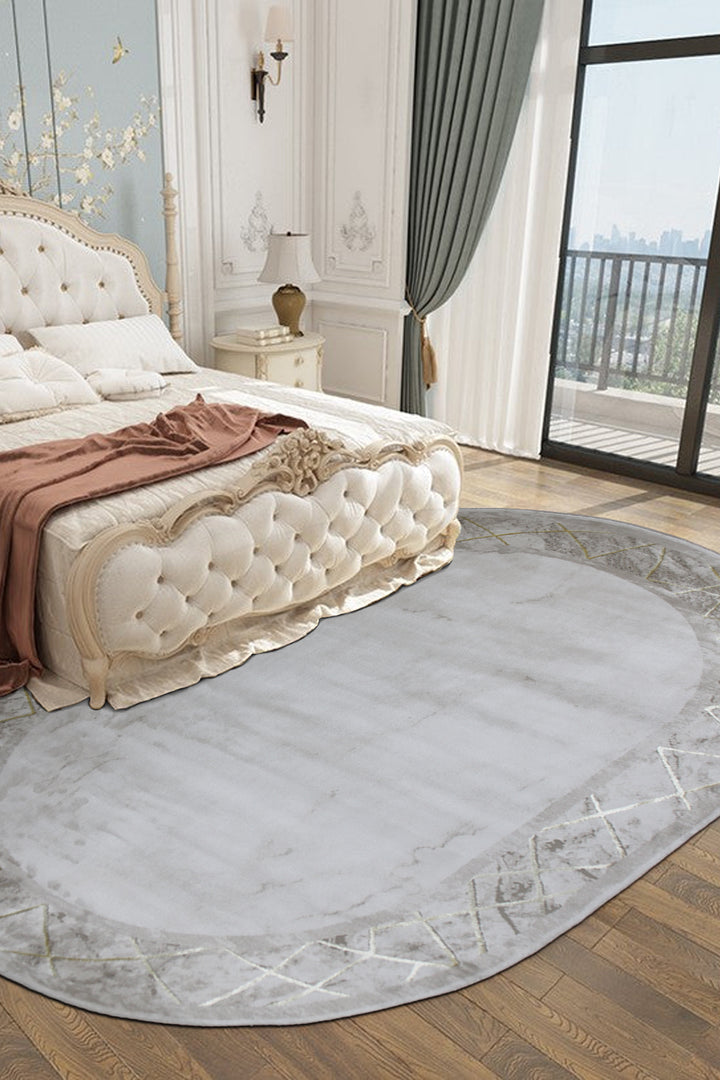 Turkish Modern Festival WD Oval Rug - 5.2 x 7.5 FT - Beige - Luxurious Woven Masterpiece 50% Off!