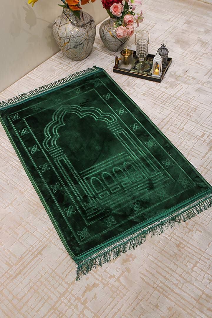 Comfort Janamaz - Premium Velvet Quilted Prayer Mat - Green