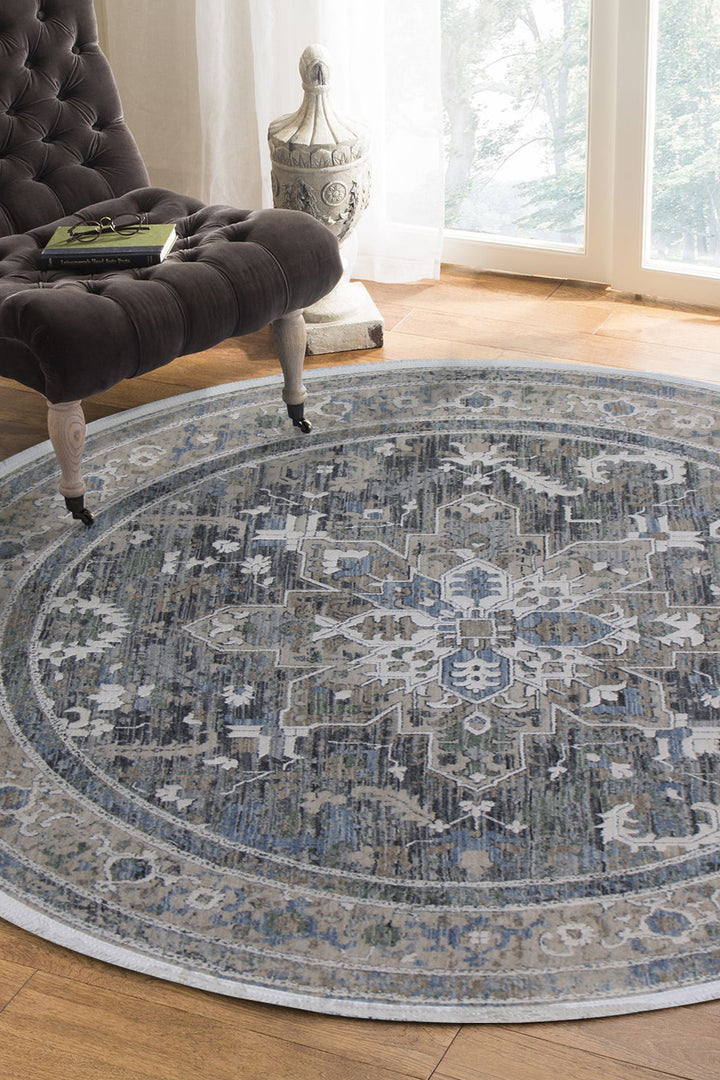 <p>Turkish Modern <strong>Elements Rug</strong>  - Gray - 5.2 x 5.2 FT</p>