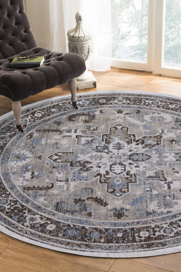 <p>Turkish Modern <strong>Elements Rug</strong>  - Beige - 5.2 x 5.2 FT</p>