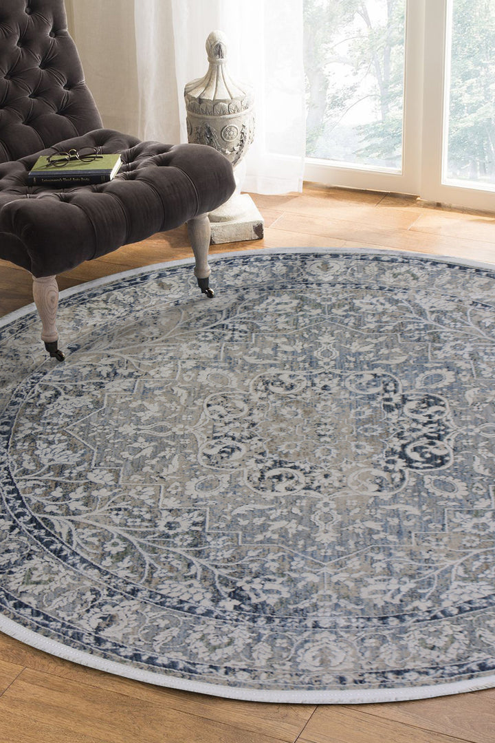 <p>Turkish Modern <strong>Elements Rug</strong>  - Blue - 5.2 x 5.2 FT</p>