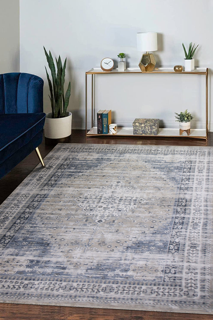 <p>Turkish Modern <strong>Elements Rug</strong>  - Blue - 7.8 x 10.4 FT</p>