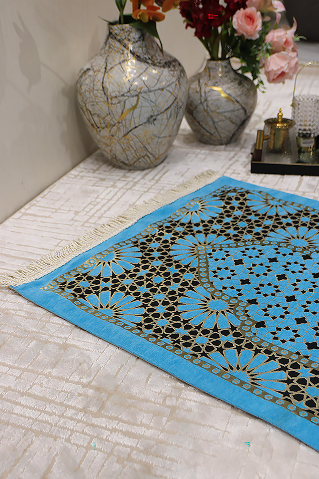 Ultra Janamaz - Foldable Travel Prayer Mat - L Blue