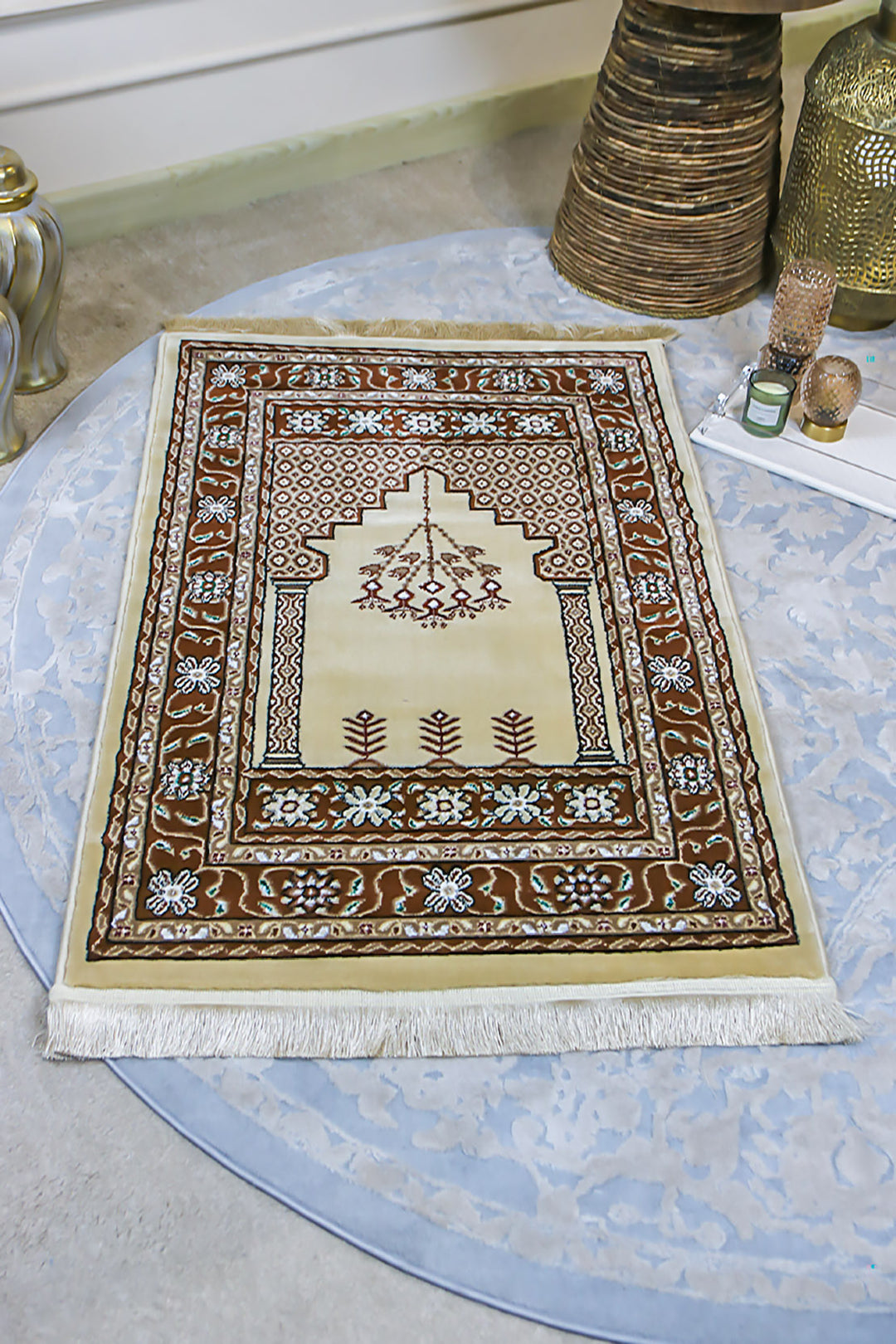 Ishraq Janamaz Beige and Brown