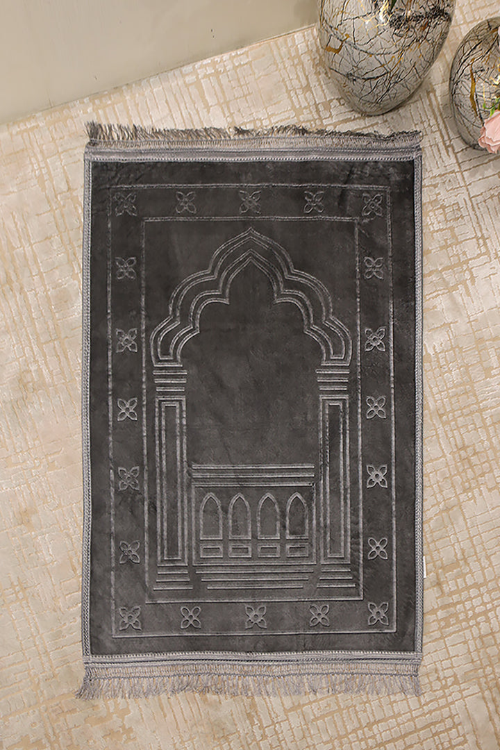 Comfort Janamaz - Premium Velvet Quilted Prayer Mat - Gray