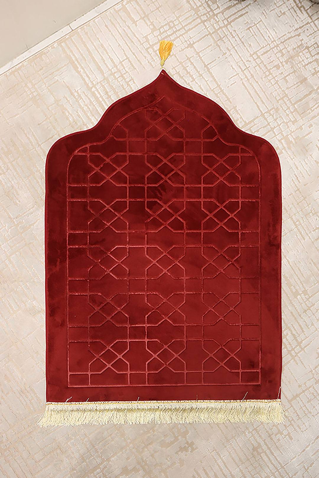 Sajda Janamaz - Premium Velvet Quilted Prayer Mat - Red