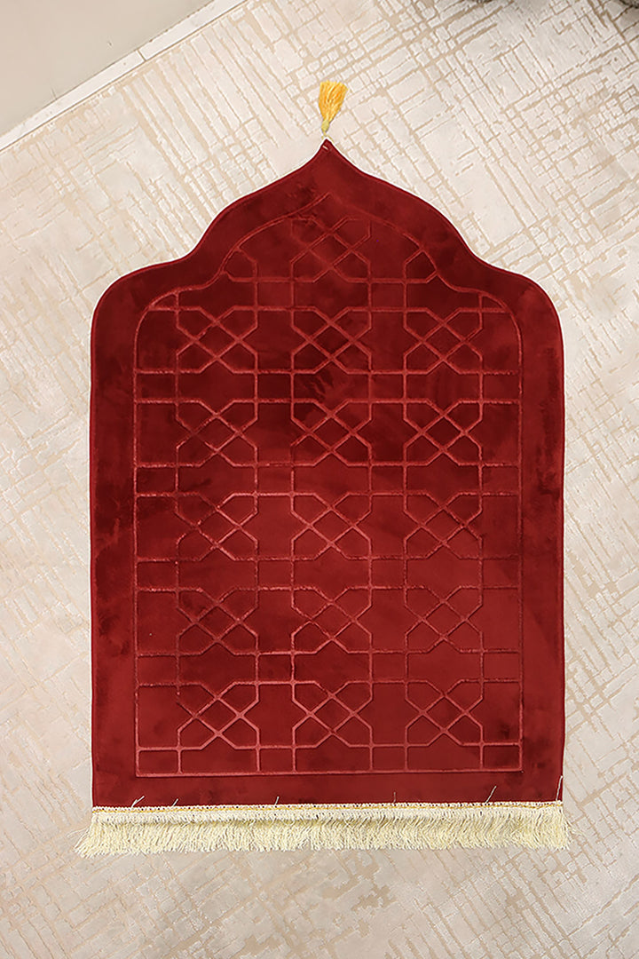 Sajda Janamaz - Premium Velvet Quilted Prayer Mat - Red