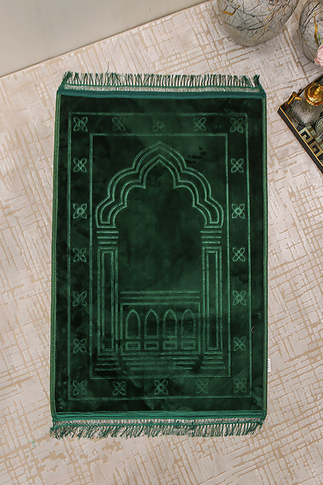 Comfort Janamaz - Premium Velvet Quilted Prayer Mat - Green