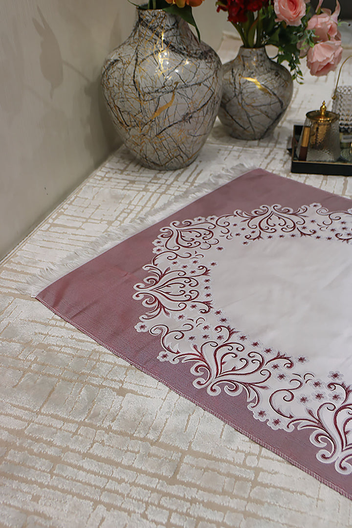 Silk Janamaz With Bag - Foldable Travel Prayer Mat - Maroon