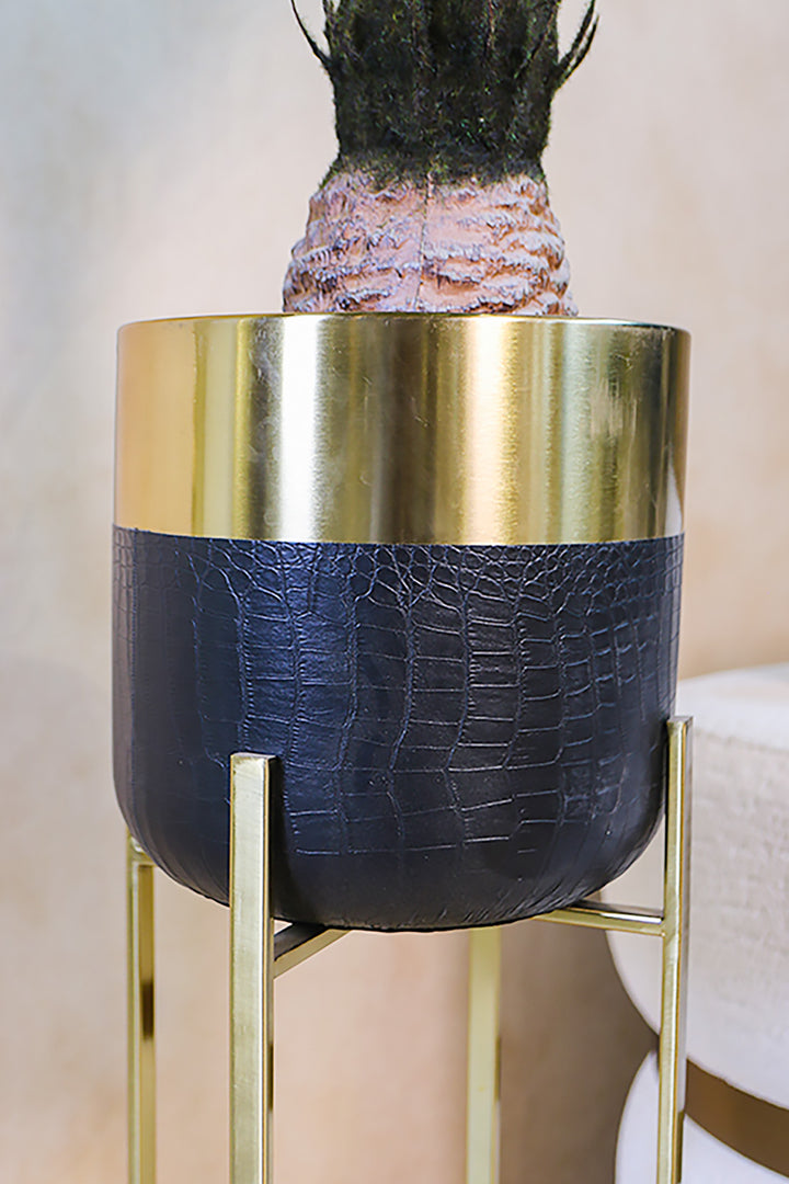 Planter - Leather & Gold Marble
