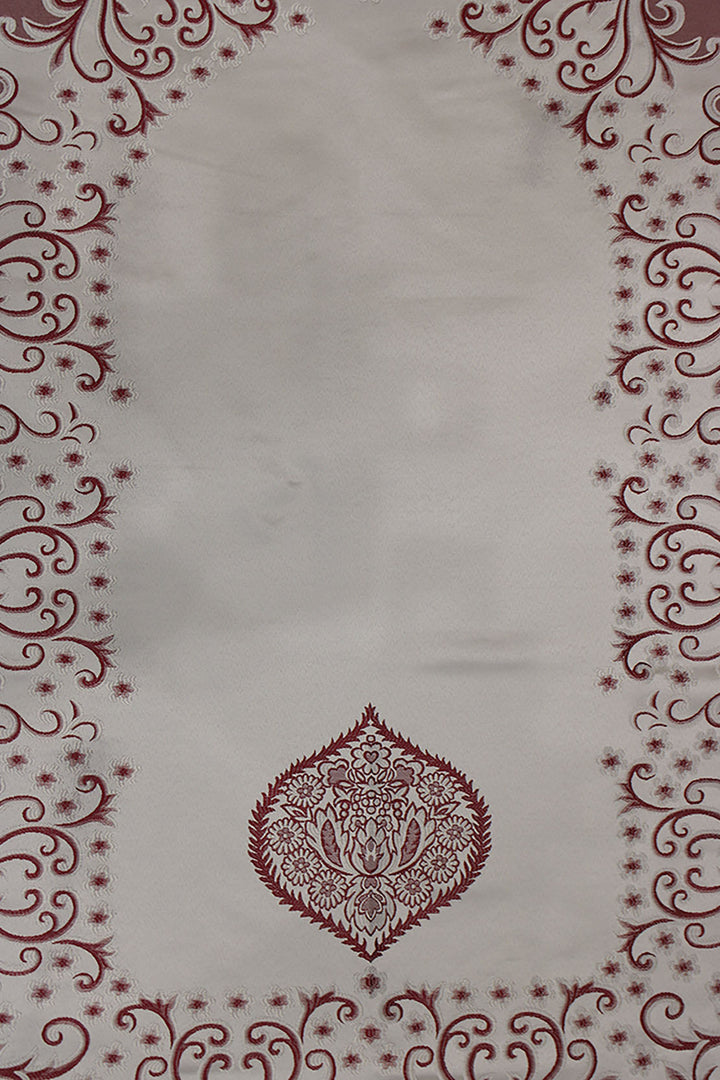 Silk Janamaz With Bag - Foldable Travel Prayer Mat - Maroon
