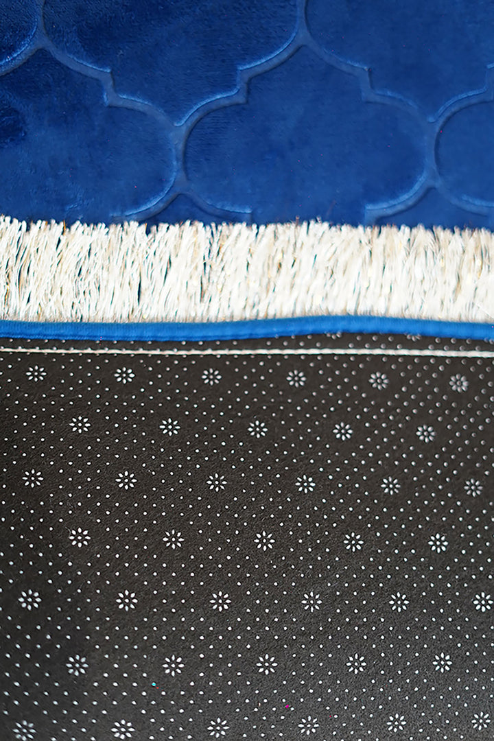 Sajda Janamaz - Premium Velvet Quilted Prayer Mat - Blue