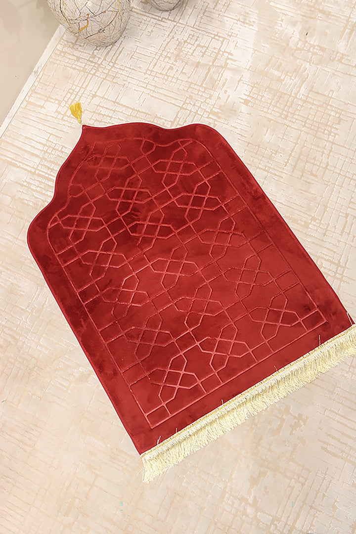 Sajda Janamaz - Premium Velvet Quilted Prayer Mat - Red