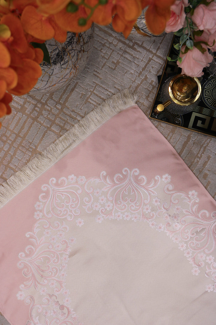 Silk Janamaz With Bag - Foldable Travel Prayer Mat - Pink