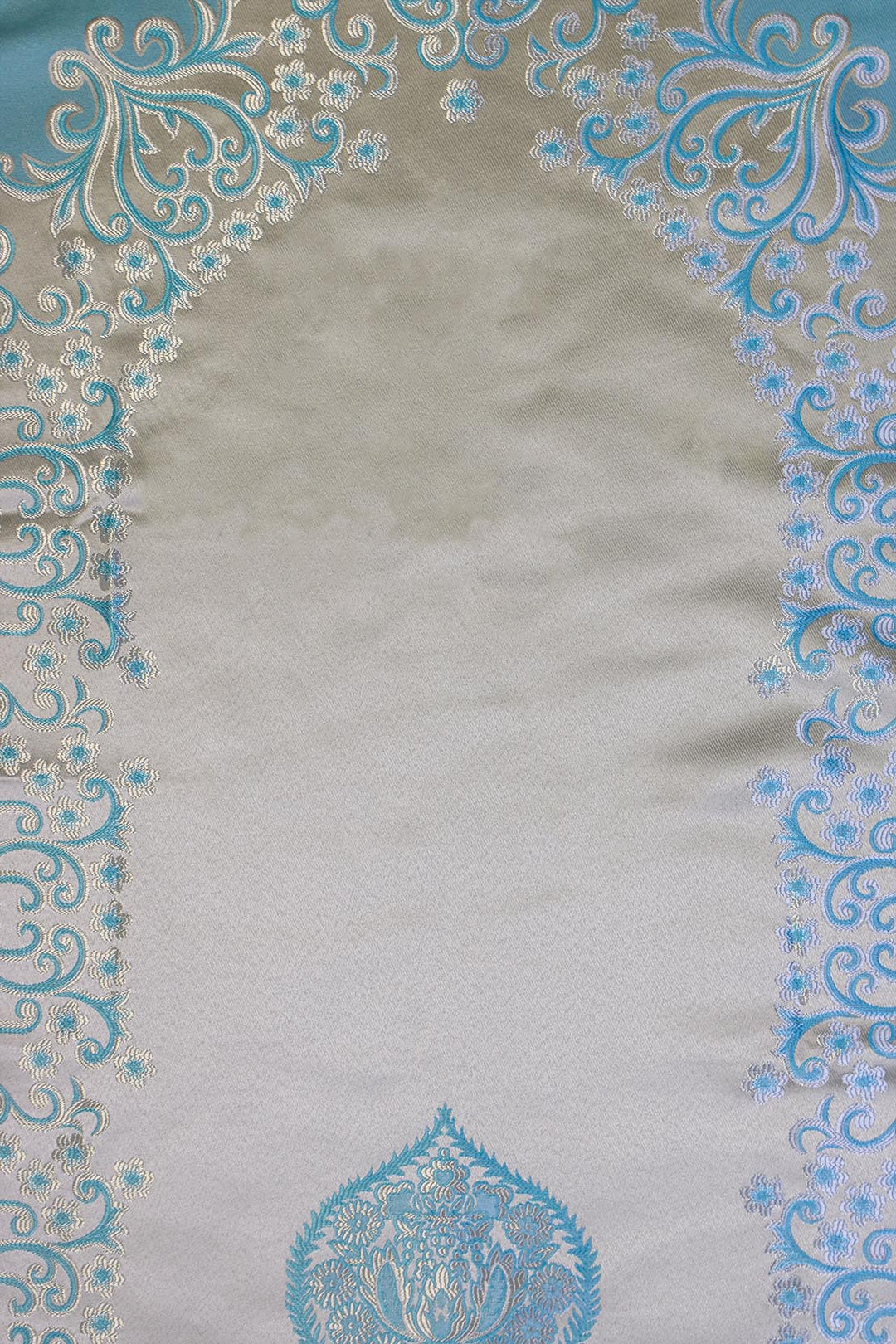 Silk Janamaz With Bag - Foldable Travel Prayer Mat - Blue