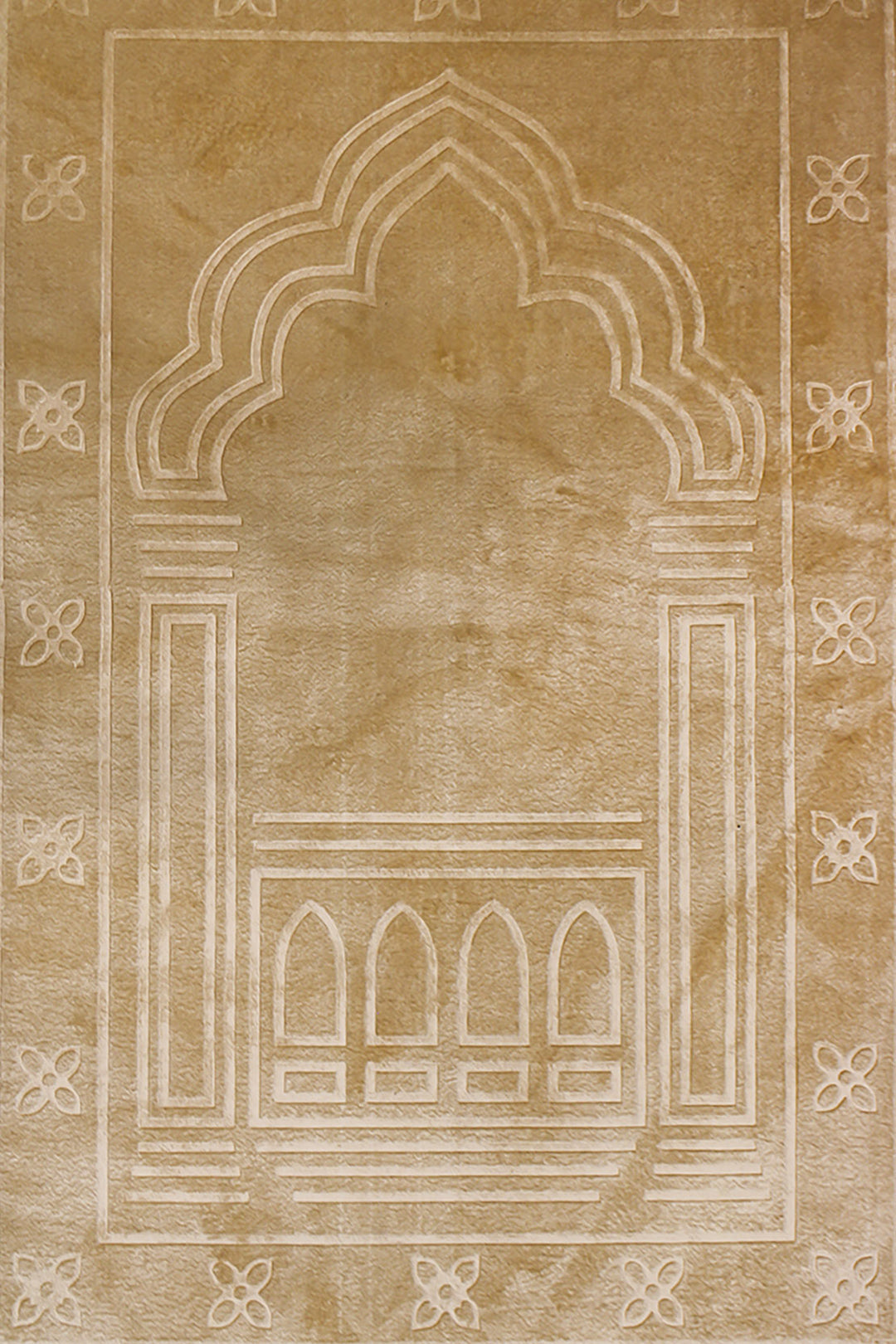 Comfort Janamaz - Premium Velvet Quilted Prayer Mat - Beige