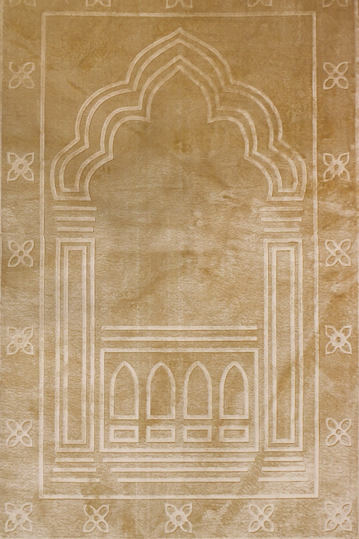 Comfort Janamaz - Premium Velvet Quilted Prayer Mat - Beige