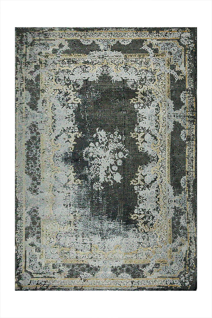 Iranian Authentic Vintage-Wd Rug - 6.5 x 9.8 FT - Gray and Yellow - Resilient Construction for Long-Lasting Use