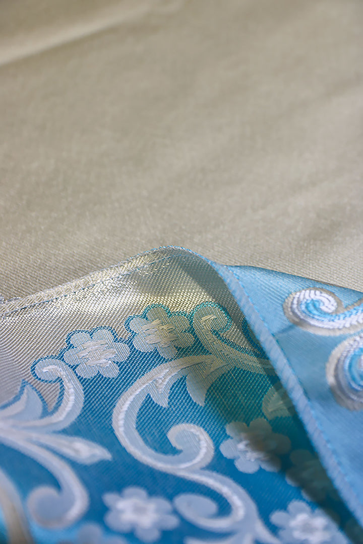 Silk Janamaz With Bag - Foldable Travel Prayer Mat - Blue