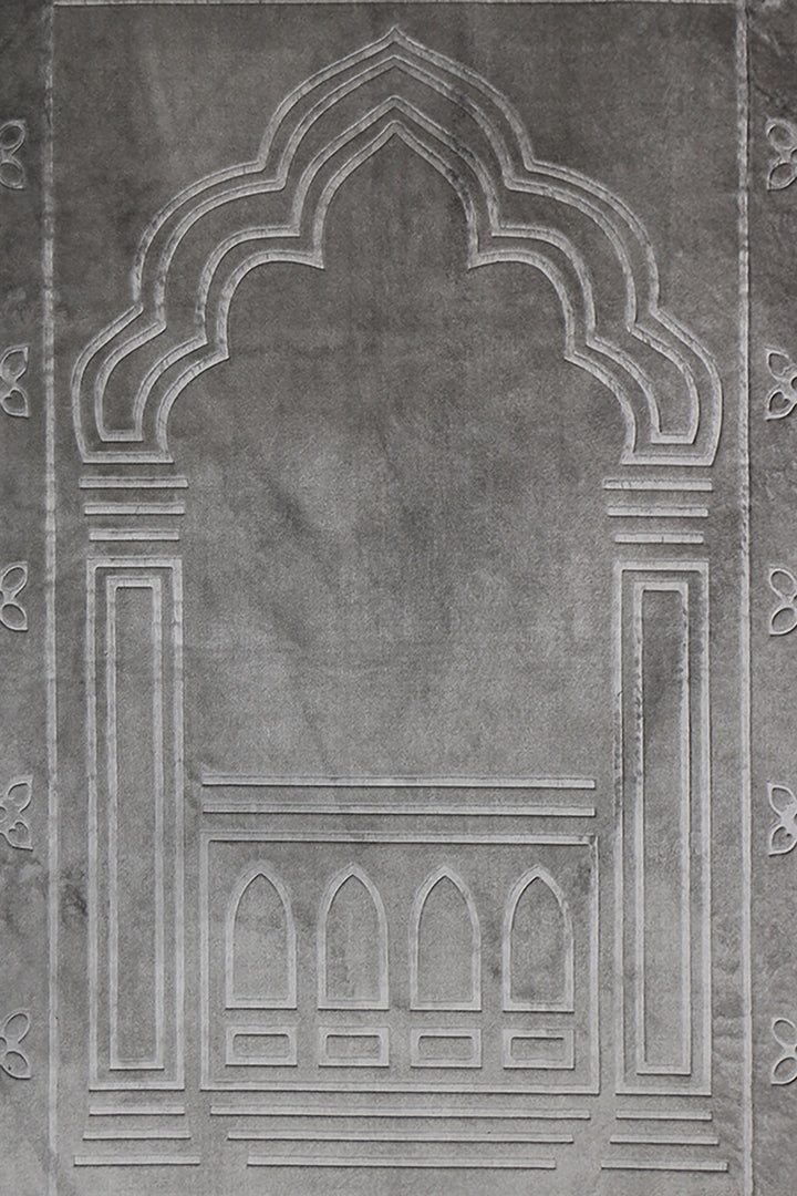 Comfort Janamaz - Premium Velvet Quilted Prayer Mat - Gray