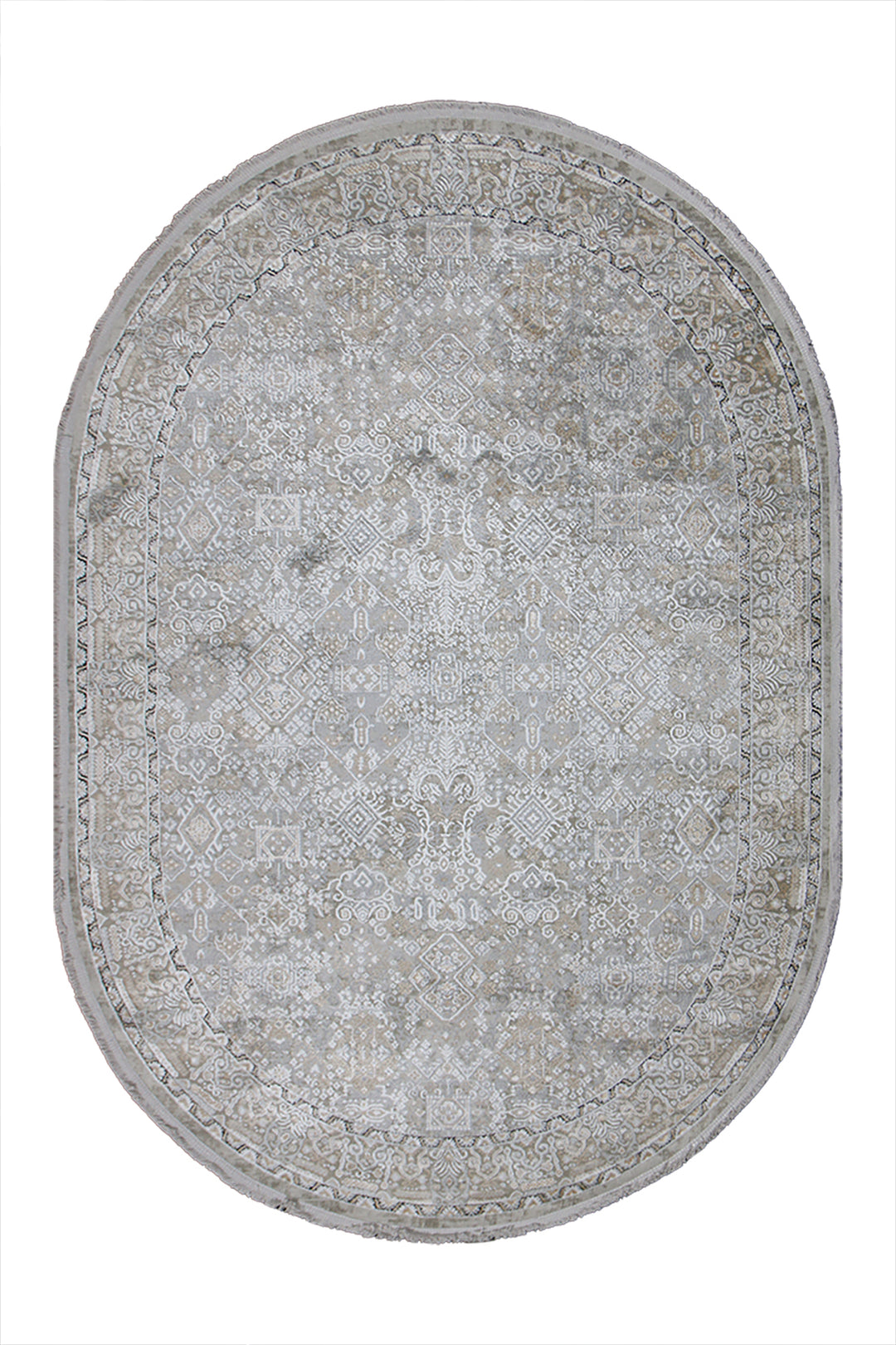 Turkish Modern Festival WD Oval Rug - 5.2 x 7.5 FT - Cream - Luxurious Woven Masterpiece 50% Off!