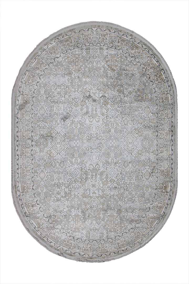 Turkish Modern Festival WD Oval Rug - 5.2 x 7.5 FT - Cream - Luxurious Woven Masterpiece 50% Off!