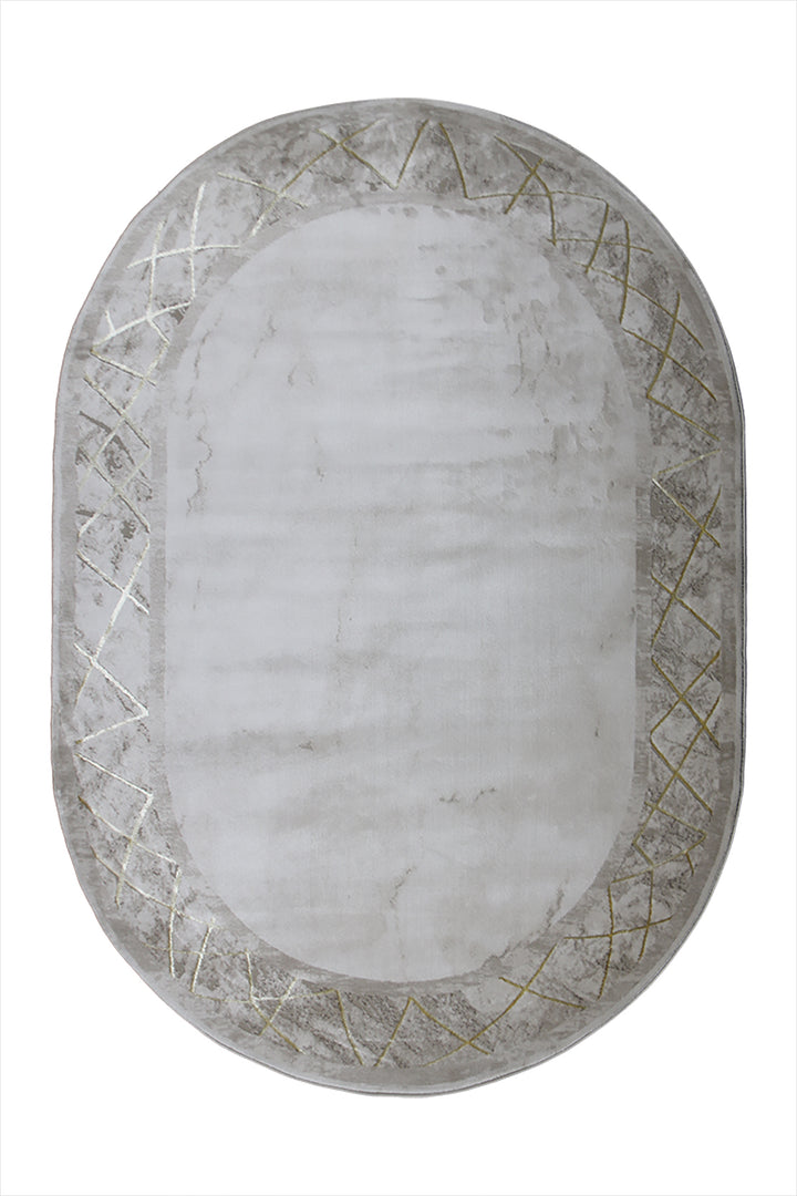 Turkish Modern Festival WD Oval Rug - 5.2 x 7.5 FT - Beige - Luxurious Woven Masterpiece 50% Off!