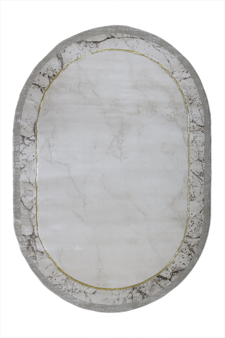 Turkish Modern Festival WD Oval Rug - 5.2 x 7.5 FT - Beige - Luxurious Woven Masterpiece 50% Off!