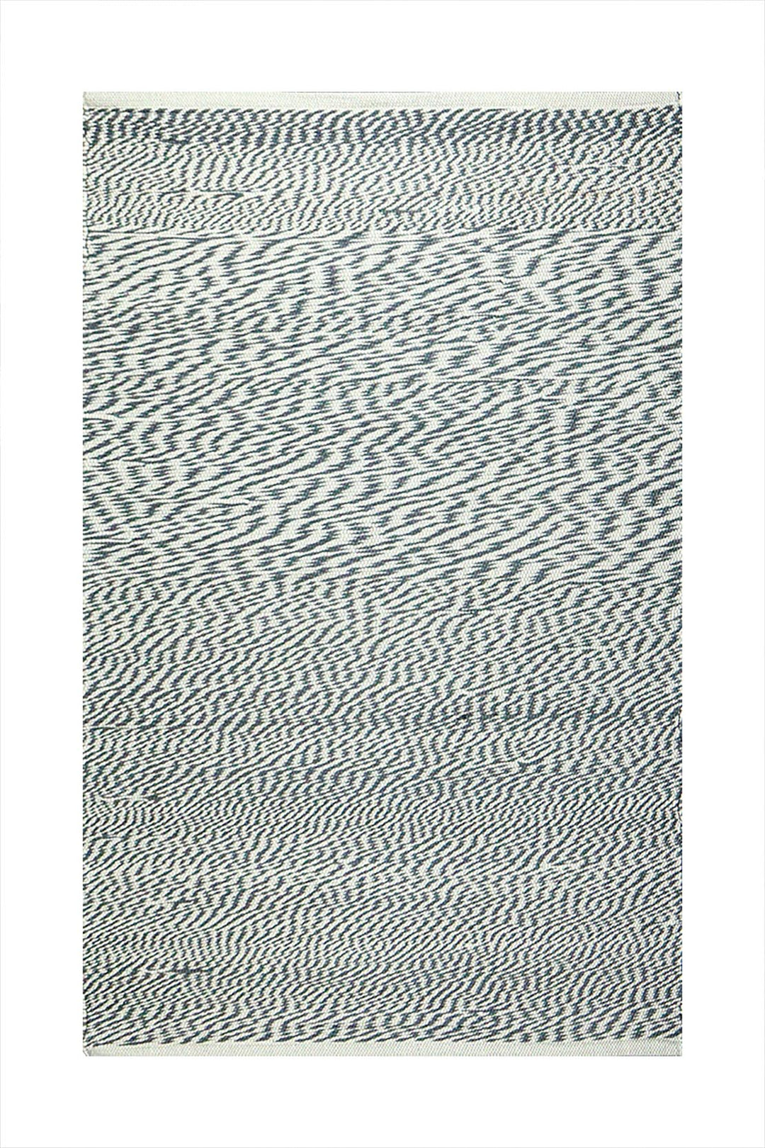 Hand Woven Modern Khaddi Rug - 3.9 x 5.9 FT - Gray and White