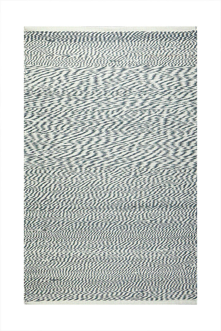 Hand Woven Modern Khaddi Rug - 3.9 x 5.9 FT - Gray and White