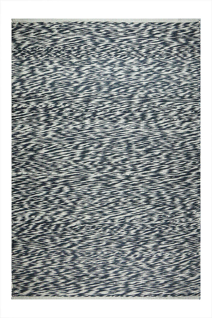 Hand Woven Modern Khaddi Rug - 3.9 x 5.9 FT - Gray and White