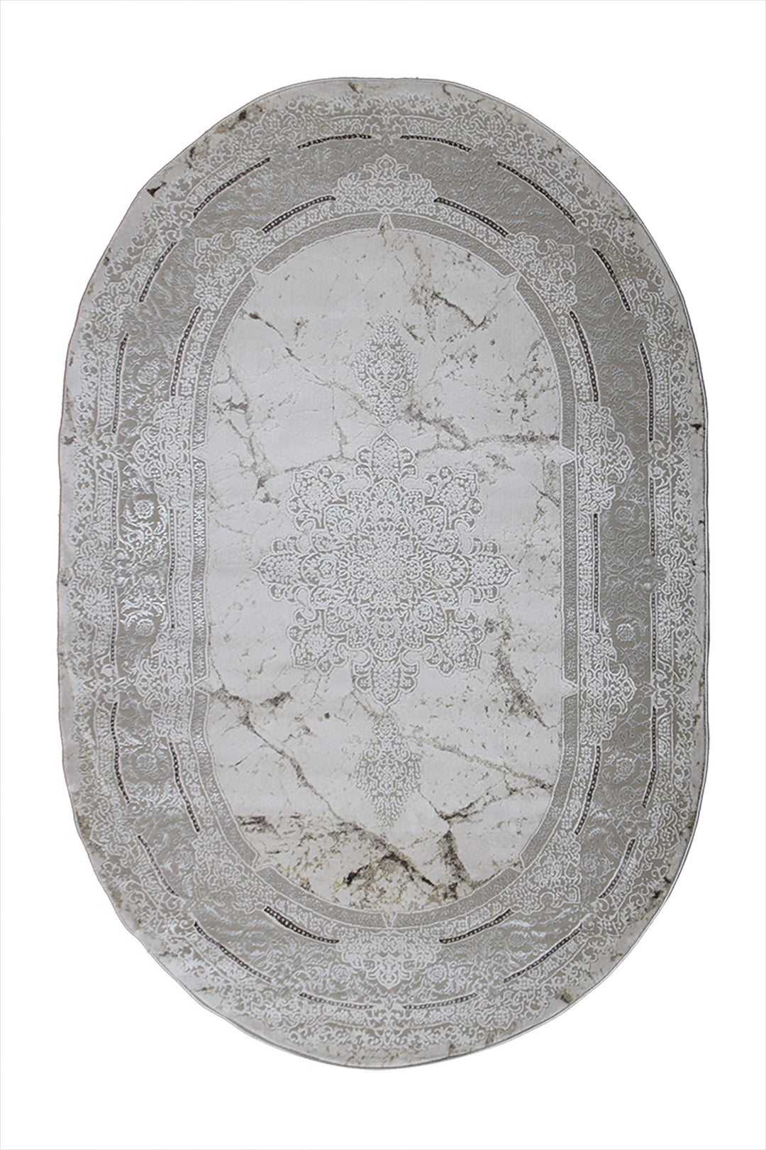 Turkish Modern Festival WD Oval Rug - 5.2 x 7.5 FT - Cream - Luxurious Woven Masterpiece 50% Off!