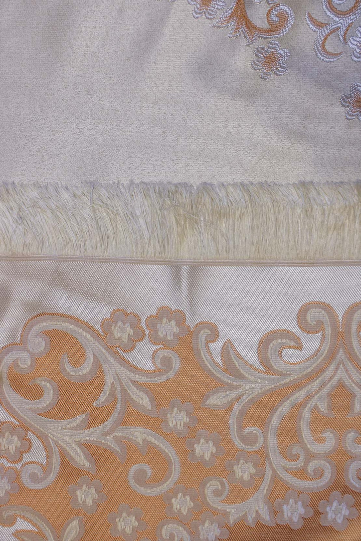 Silk Janamaz With Bag - Foldable Travel Prayer Mat - Lite Brown