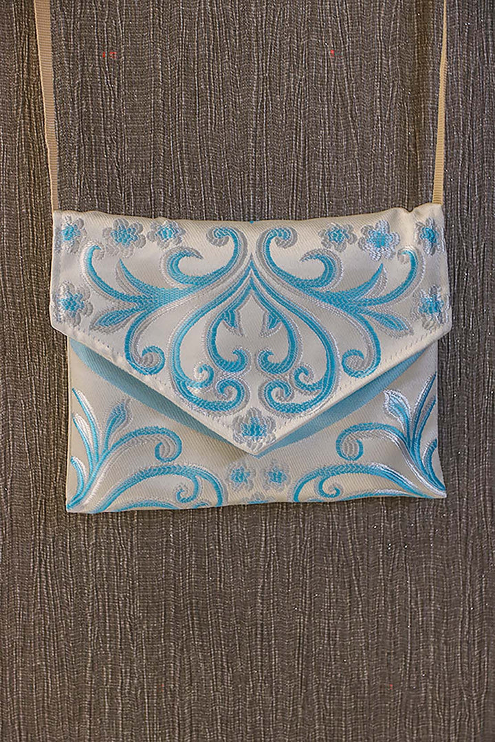 Silk Janamaz With Bag - Foldable Travel Prayer Mat - Blue