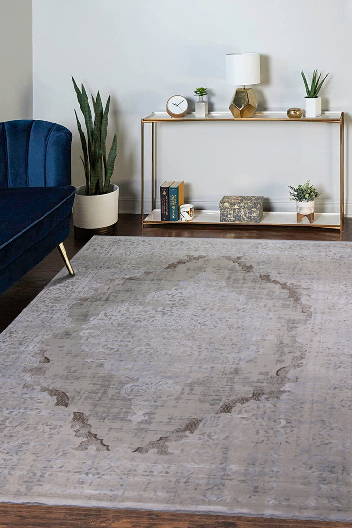 Turkish Premium Quality Sunrise Rug - 6.5 x 9.5 FT - Beige - Resilient Construction for Long-Lasting Use