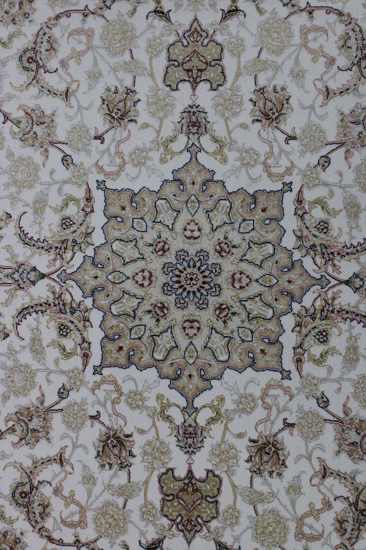 Iranian Premium Quality Authentic 1200 Rug - 3.3 x 4.9 FT - Cream - Resilient Construction for Long-Lasting Use