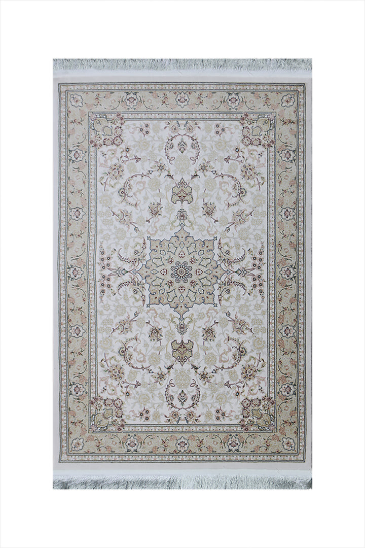 Iranian Premium Quality Authentic 1200 Rug - 3.3 x 4.9 FT - Cream - Resilient Construction for Long-Lasting Use