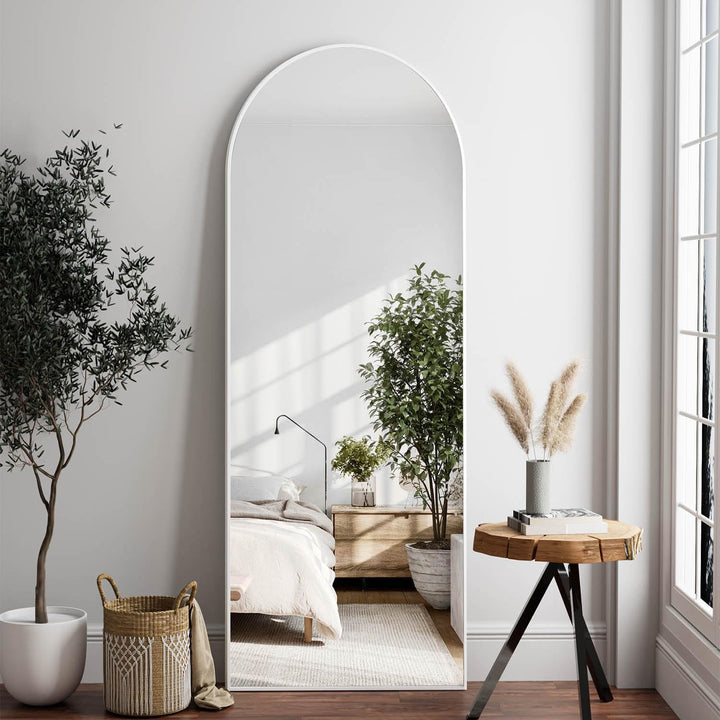 Full Length Luxe U Mirror - White -  Aluminium Frame, Leaning Against Wall