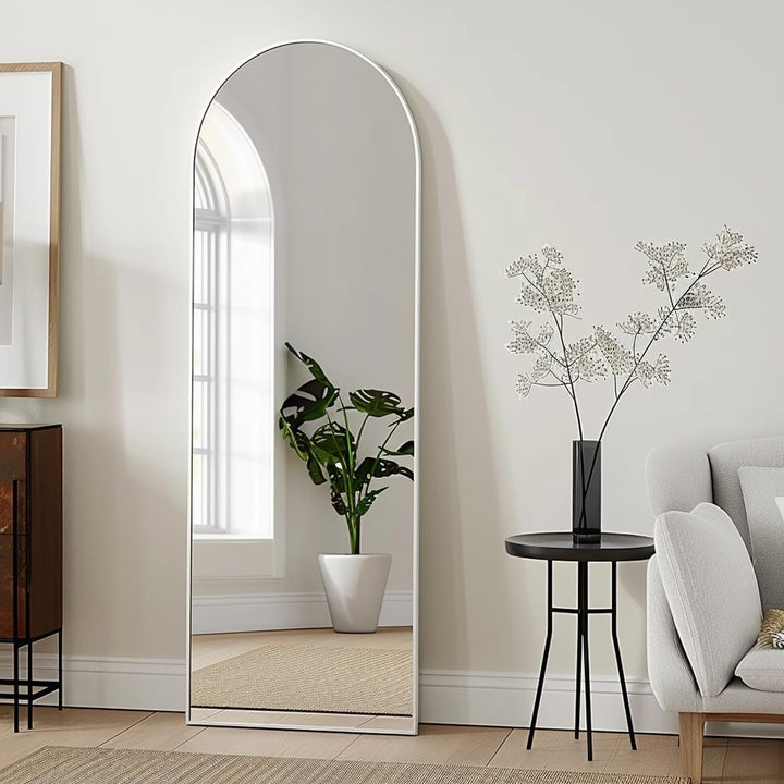 Full Length Luxe U Mirror - White -  Aluminium Frame, Leaning Against Wall