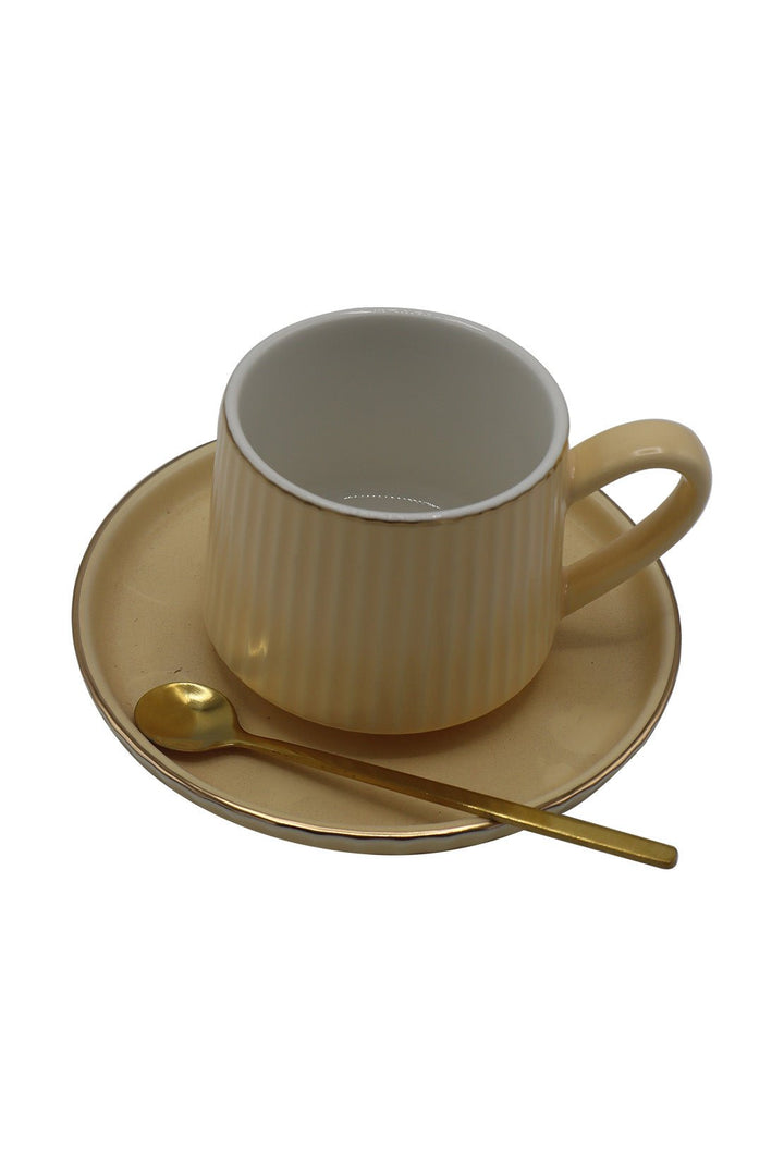 Ceramic Cup With Saucer Beige - V Surfaces