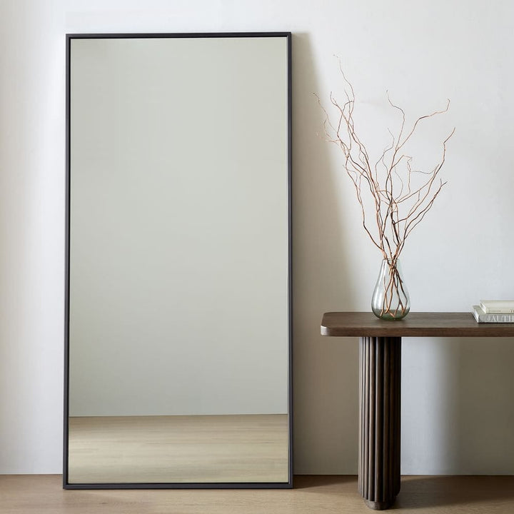 Full Length Luxe Straight Mirror - Black - Large Bedroom Mirror, Leaning Against Wall - V Surfaces