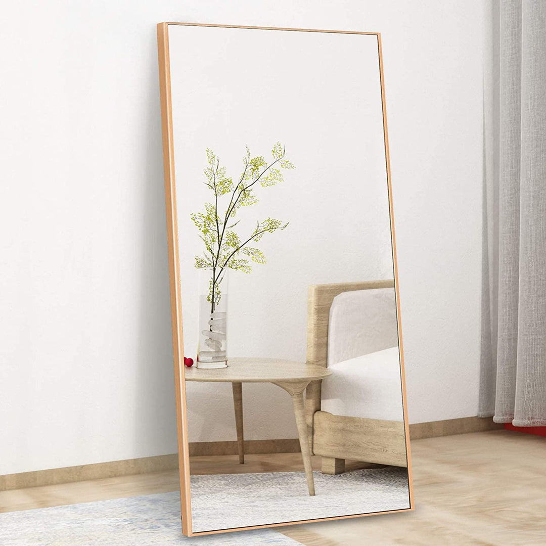 Full Length Luxe Straight Mirror - Gold- Large Bedroom Mirror, Leaning Against Wall - V Surfaces