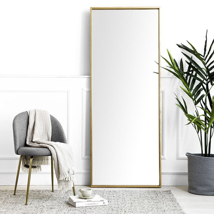 Full Length Luxe Straight Mirror - Gold- Large Bedroom Mirror, Leaning Against Wall - V Surfaces