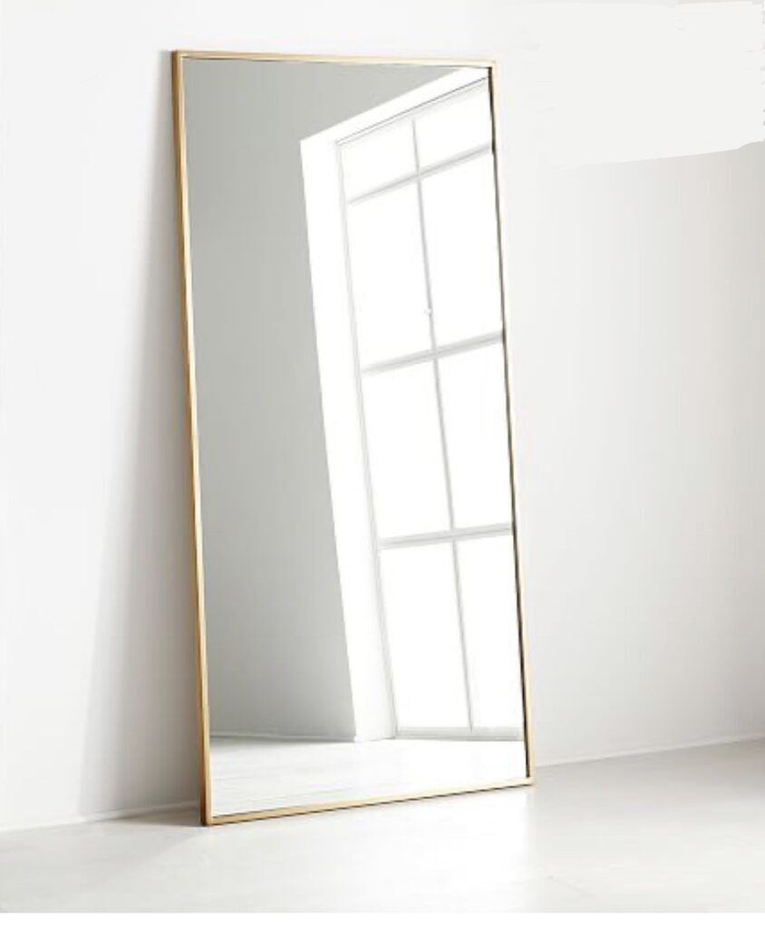 Full Length Luxe Straight Mirror - Gold- Large Bedroom Mirror, Leaning Against Wall - V Surfaces