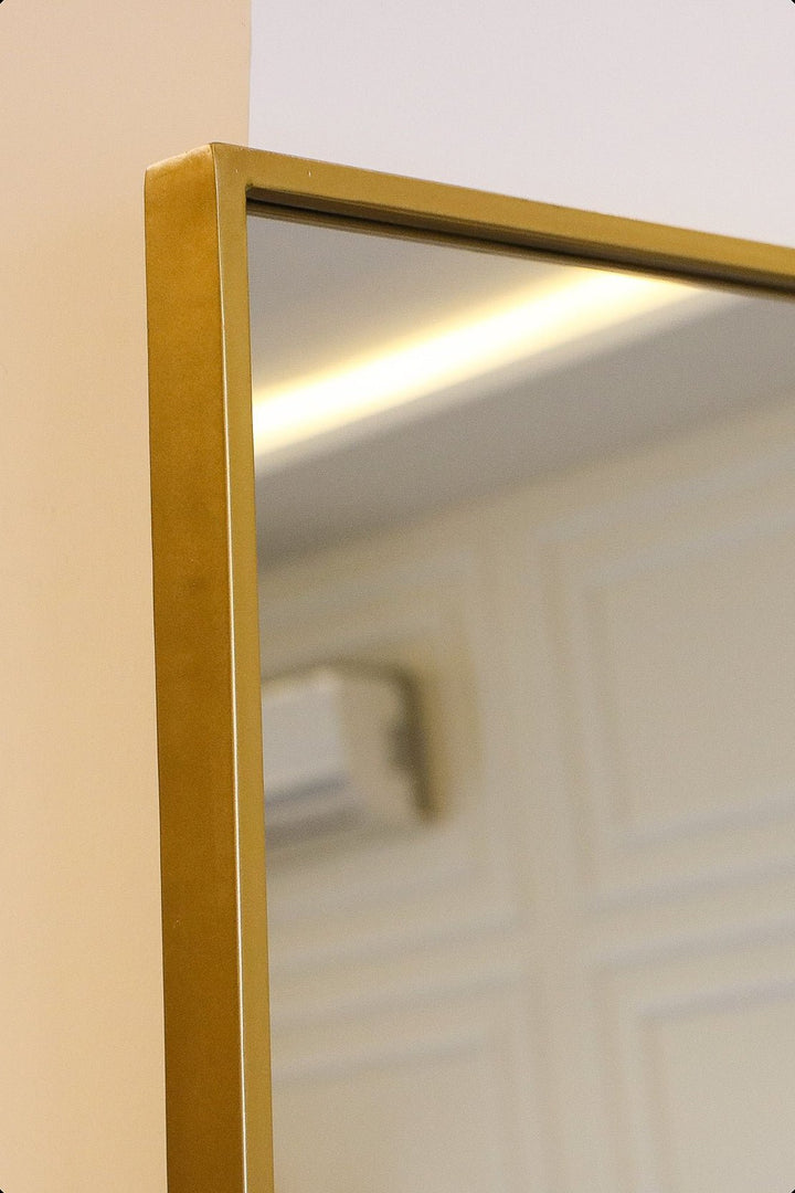 Full Length Luxe Straight Mirror - Gold- Large Bedroom Mirror, Leaning Against Wall - V Surfaces